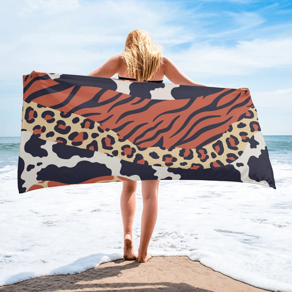 Animal Fur Texture Beach Towel Outdoor Sports Swimming Bath Towel Quick ...