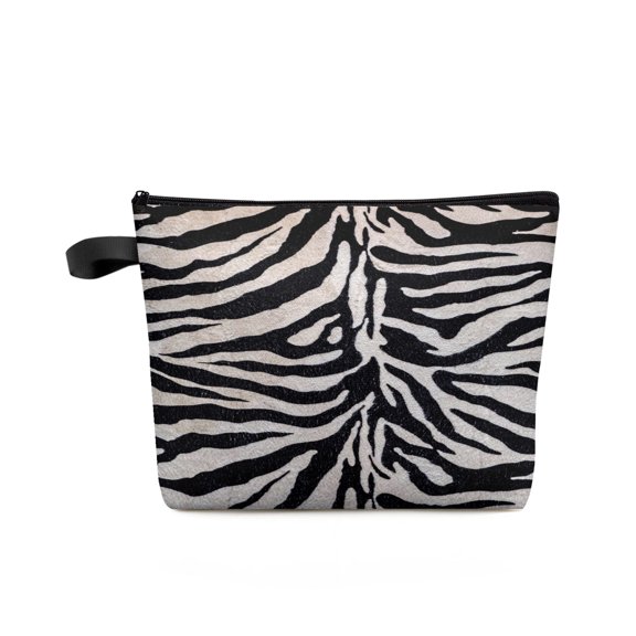 Animal Fur Zebra Fur Texture Pattern Waterproof Cosmetic Storage Bag Portable Makeup Bag Large Capacity Toiletry Organizer Pouch