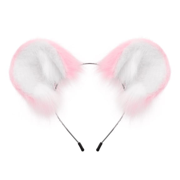 Animal Furry Mouse Ears Headband Tail Set,Faux Fur Hamster Headwear Accessory for Halloween Christmas Party