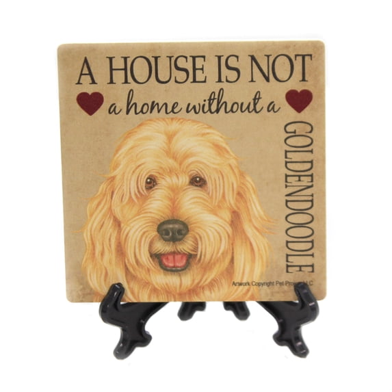 Animal Goldendoodle Stone Cork Back Coaster Easel 24691