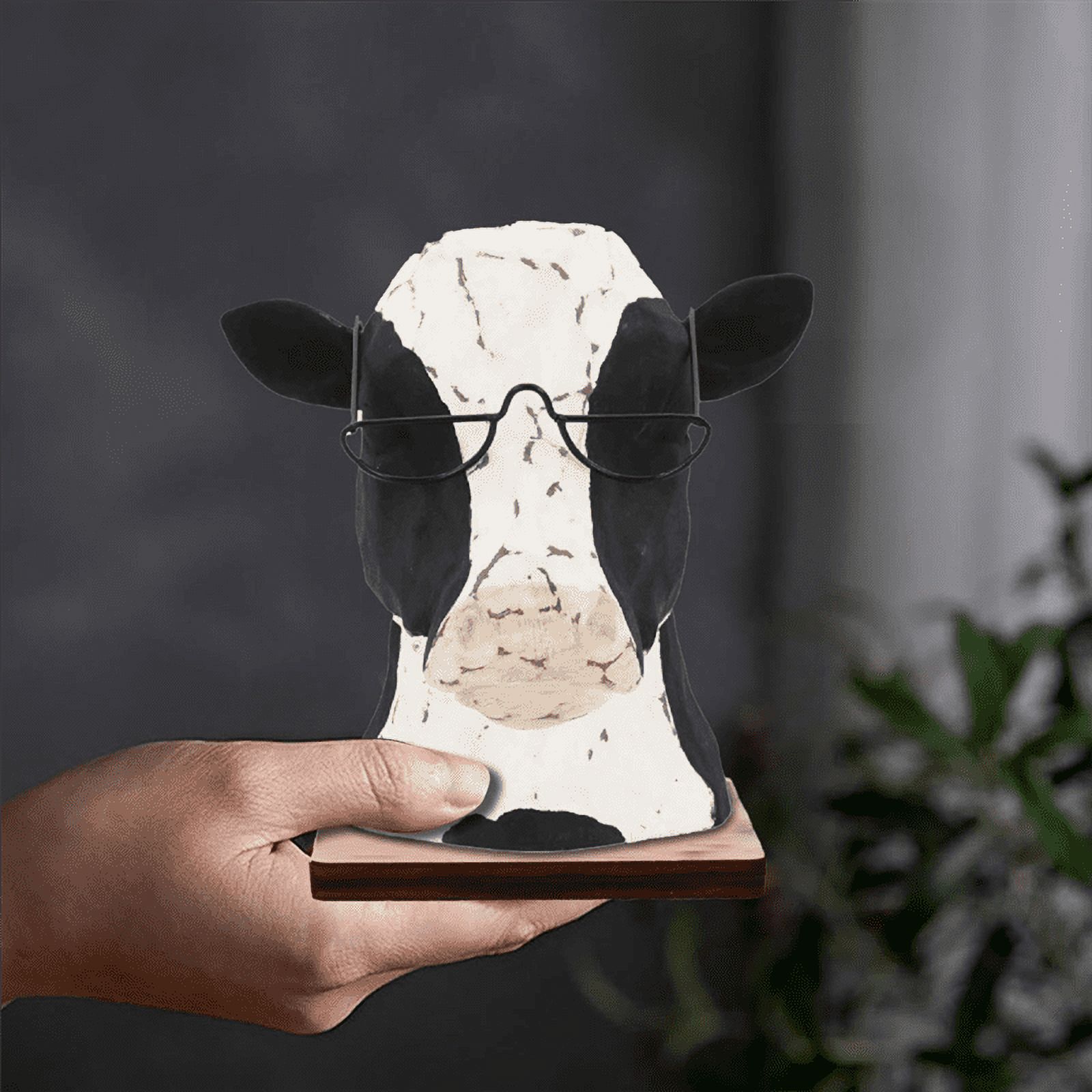 Animal Glasses Stand Wooden Bull Eyeglass Holder Cow Wearing Glasses Animal Glasses Stand Wooden Bull Eyeglass Holder Cow Wearing Glasses