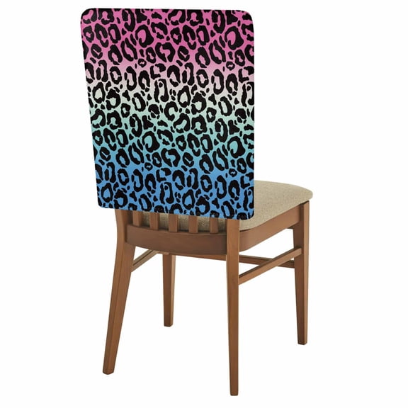 Animal Gradient Chair Back Covers Set of 2, Leopard Print Removable Dining Seat Cover Washable Kitchen Chair Slipcovers Protective for Party Festival Decoration 19x20in