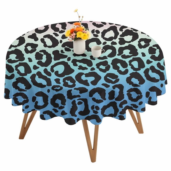 Animal Gradient Round Tablecloth 54 inches Leopard Print Waterproof Oil-Proof Table Cloth Round Table Cover for Holiday Party Picnic Dinner Decor Indoor and Outdoor Use