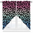 thumbnail image 1 of Animal Gradient Swag Valances for Windows 2 Pack Leopard Print Swag Kitchen Curtains 63 Inches Long Rod Pocket Short Window Treatment for Kitchen Bathroom 36"x63", 1 of 8