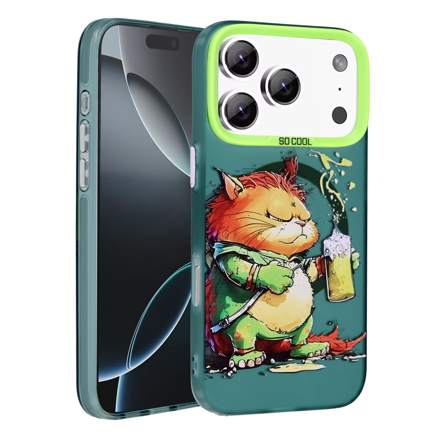 Animal Graffiti Design Wireless Charging Case for iPhone 17 Pro Max - Green