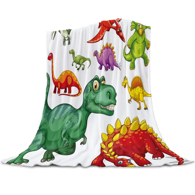 Animal Green Dinosaur Plant Coral Fleece Blanket Cover The Bed Flannel