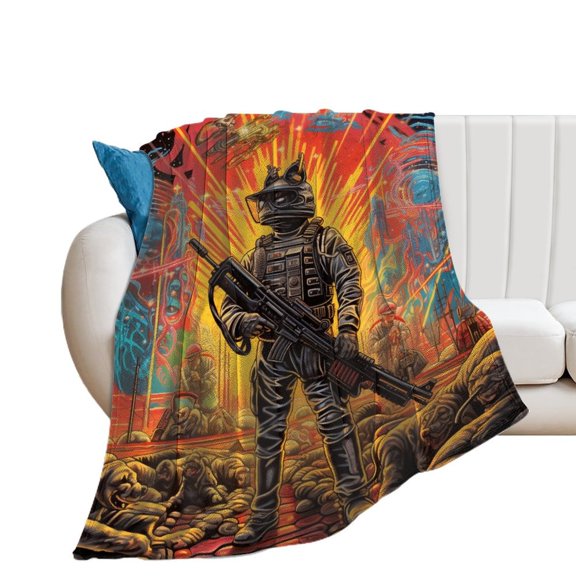 Animal Guardian America for Women Men Kids Flannel Throw Blankets Soft Fuzzy Lightweight for Home Decor Couch Bed Sofa