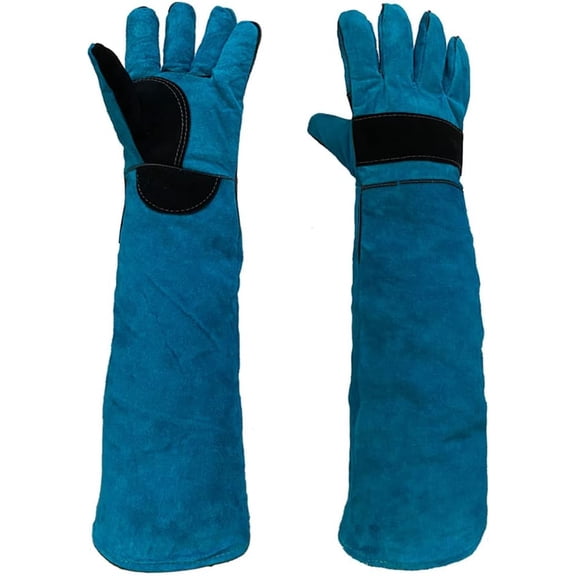 Animal Handing Gloves Bite Proof 23.7 Inch Kevlar Reinforced Multipurpose Pet Leather Glove Padding Dog,Cat Scratch,Bird Handling Falcon Gloves Grabbing,Reptile Squirrel Snake Bite