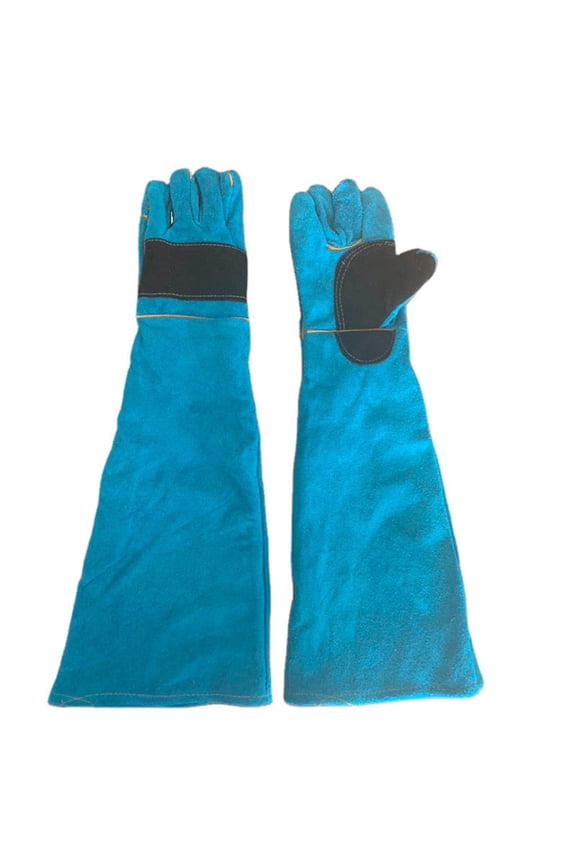 Animal Handing Gloves Bite Proof Reinforced Multipurpose Pet Glove Padding Dog,Cat Scratch,Bird Handling Falcon Gloves Grabbing,Reptile Squirrel Snake Bite45cm Emerald Blue