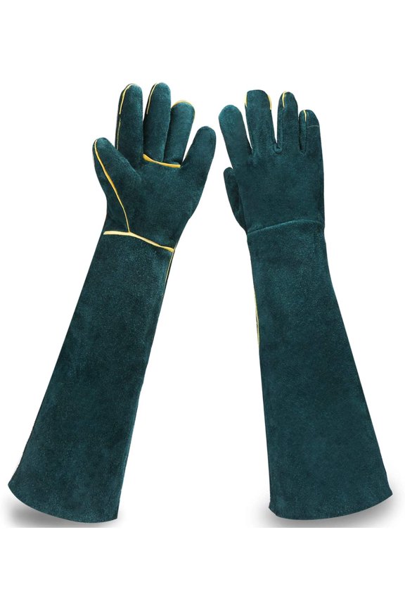 Animal Handling Gloves, EnPoint 22.4 In Bite Proof Reptile Protection Glove, Cowhide Leather Snake Handling Gloves, Anti Bite Scratch Long Resistant Dog Training Gloves for Pet Cat Lizard Bird Parrot