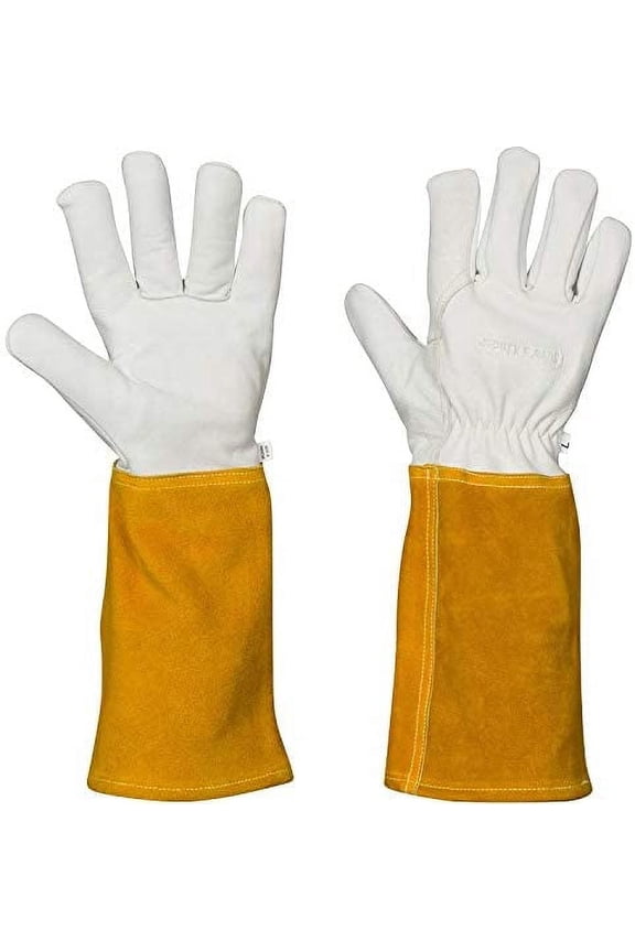 Animal Handling Gloves - For Falconry, Dog, Hawk, Cat, Bird and Raptor Handling - Anti Bite, Scratch Leather and Kevlar (Large)
