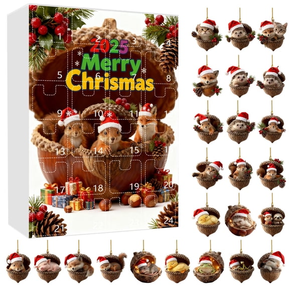 Animal Hanging Ornament Advent Calendar Mystery With 24 Days Countdown To Xmas Holiday Festive Party Timer for Kids Animal Productivity Timer Visual Small Heaters for Indoor Use with Timer Electronic