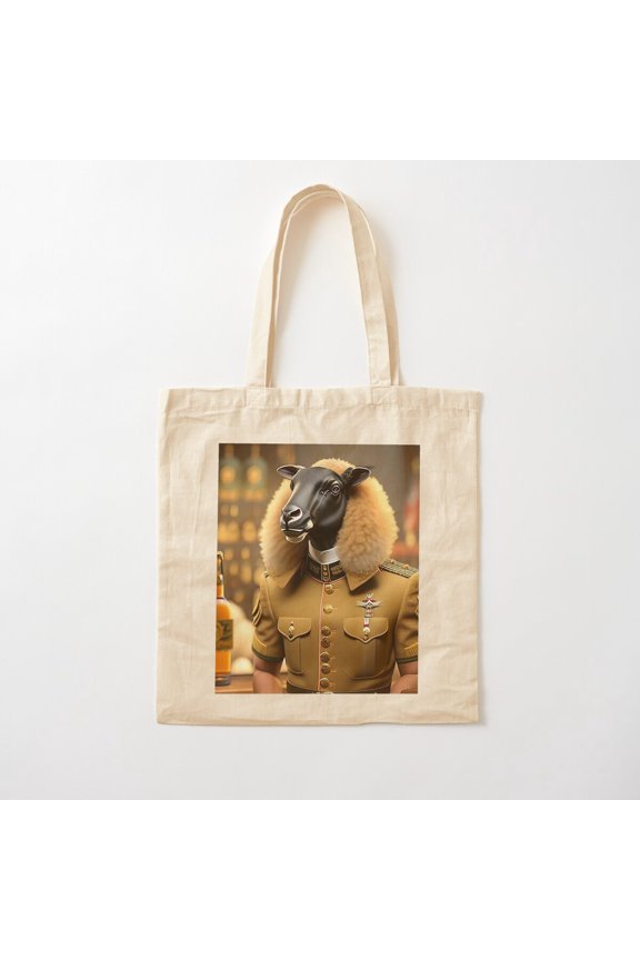 Animal Headed In Animal Costume Canvas Tote Bags, Reusable Shopping Bag