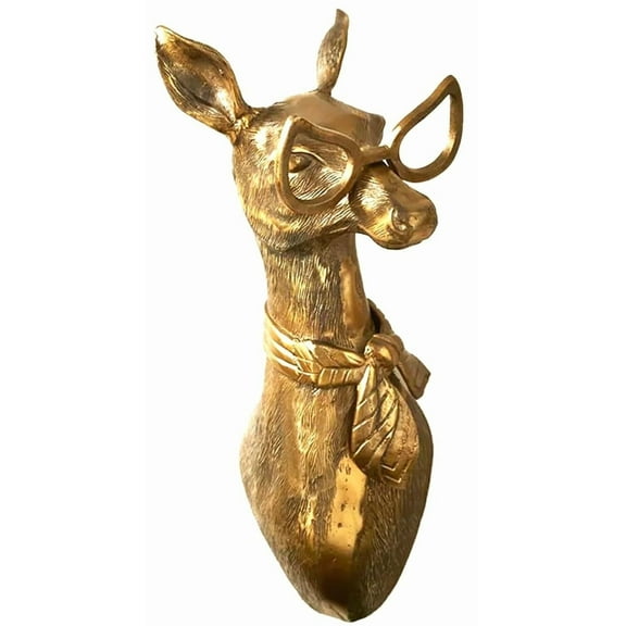Animal Heads Wall Art Decor, 3D Wall Mount Ornament, Aesthetic Gold Wall Sculpture Home Decor, Resin Animal Head Wall Hanging Decoration for Family Living Room Bedroom Bathroom Kitchen Gift (Sheep)