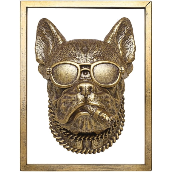 Animal Heads Wall Decor (5pcs, Includes Metal Frame) Resin Animals Sculptures Head Wall Hanging Decoration Gold vintage Wall Sculpture for Living Room Bedroom Office