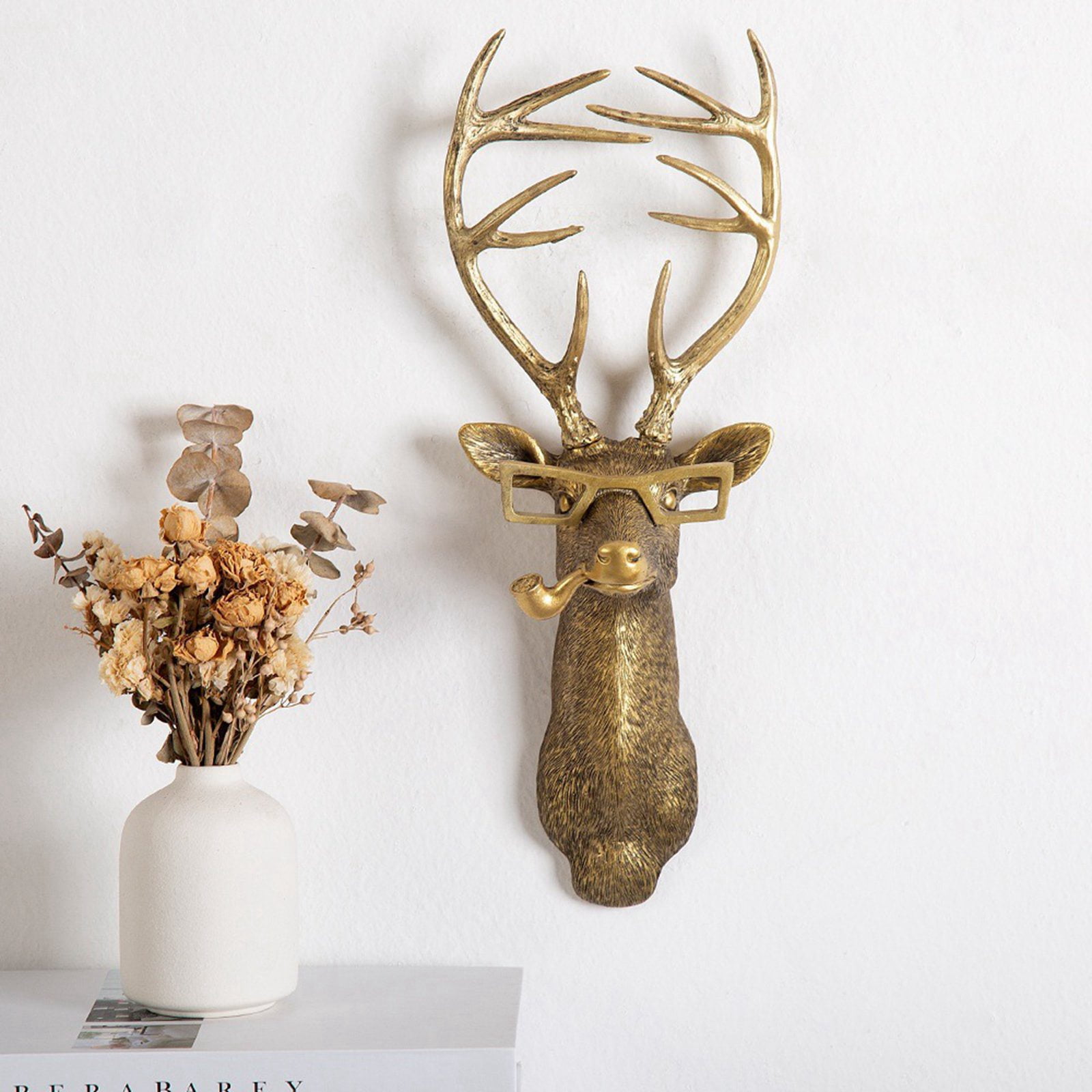 Animal Heads Wall Decor, Faux Deer Head Mount, Animal Sculptures Wall