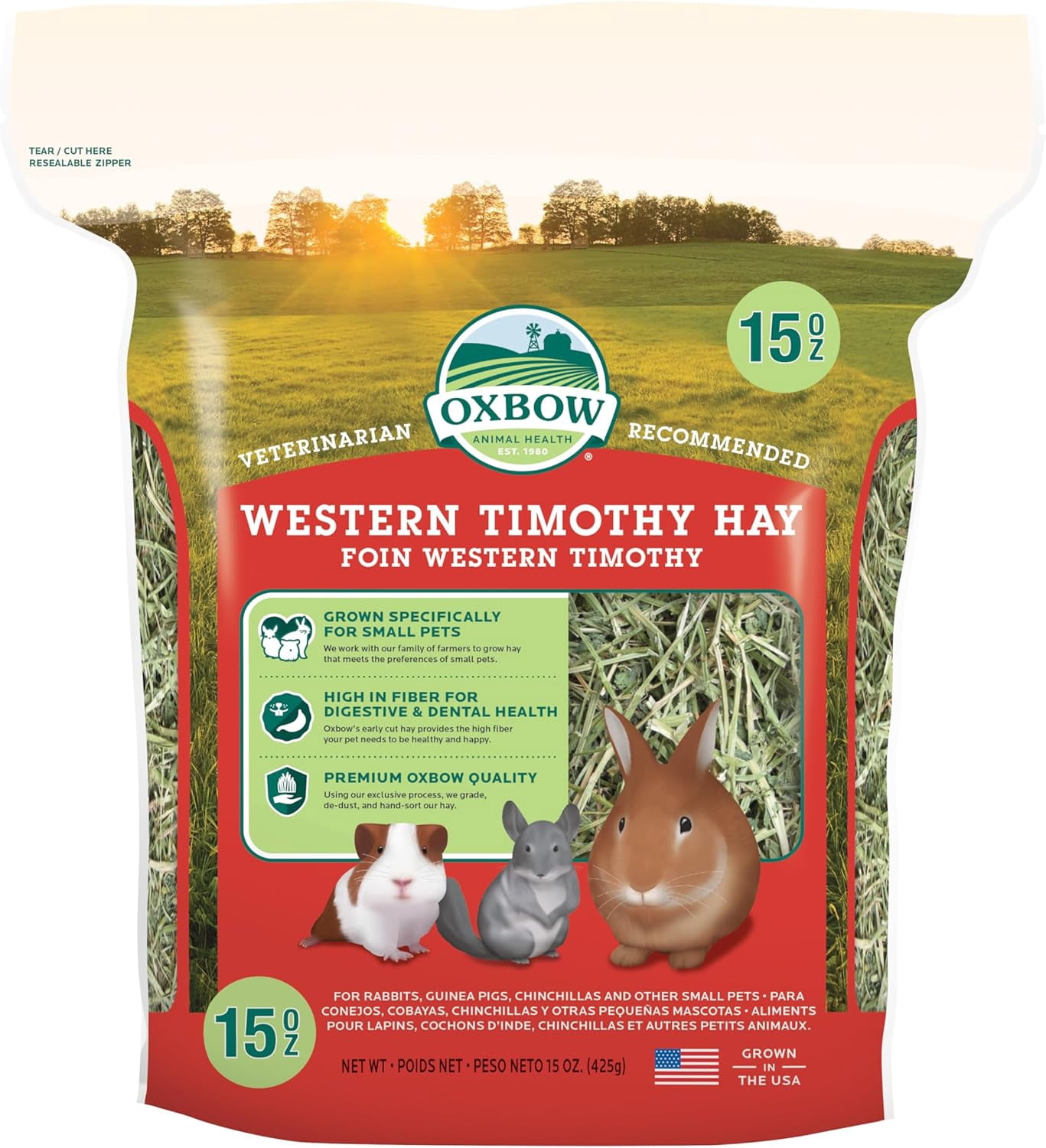 Image showcasing Animal Health Western Timothy Hay, Guinea Pig Hay, Small Pet Bunny ...