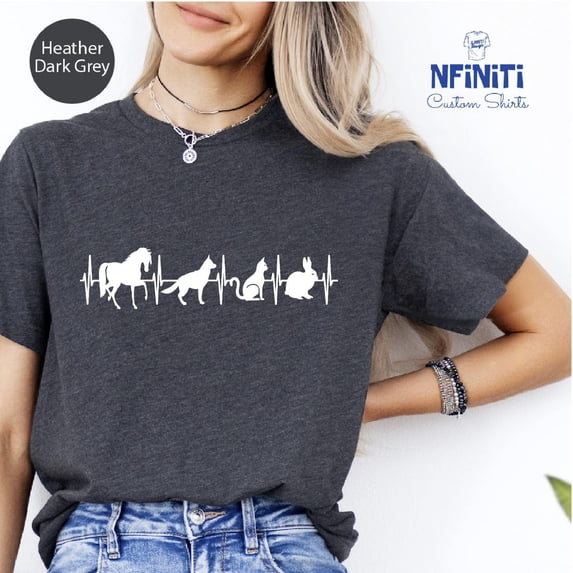 Animal Heartbeat T-Shirt: Vet Tech Gift, Dog Cat Mom Tee All Size S-5Xl