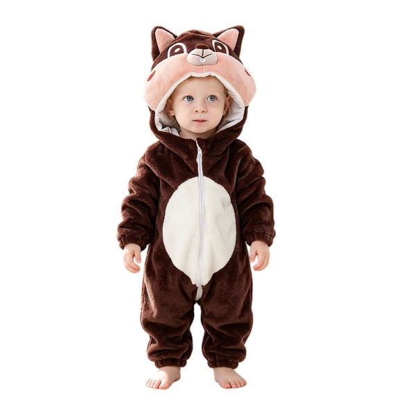 Animal Hooded Romper Toddler Baby Halloween Outfit Long Sleeve Hooded Jumpsuit Infant Boys Girls Cute Autumn Winter Clothes