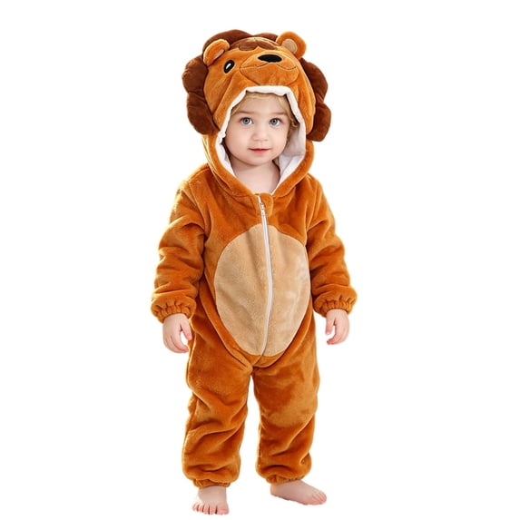 Animal Hooded Romper Toddler Baby Halloween Outfit Long Sleeve Hooded Jumpsuit Infant Boys Girls Cute Autumn Winter Clothes