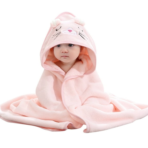 AOMPMSDX Baby Bath Towel Animal Hooded Soft Children's Hooded Cloak Cartoon Coral Kids 31.5 X 31.5 Inches