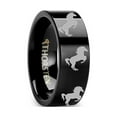 thumbnail image 1 of Animal Horse Hind Legs Print Ring Engraved Flat Black Tungsten Ring - 4mm - 12mm, 1 of 1