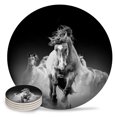 Animal Horse Running Black Round Coaster Coffee Table Mats Kitchen