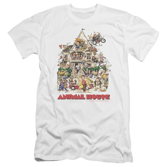 Animal House Poster Art Premium Canvas Adult Slim Fit 30/1 T-Shirt White