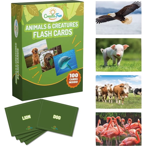 Animal, Insect and Ocean Creatures Flash Cards - 100 Educational Flashcards for Children and Adults - for Speech Therapy Materials, ESL, Toddler Learning Games, Dementia Activities and More