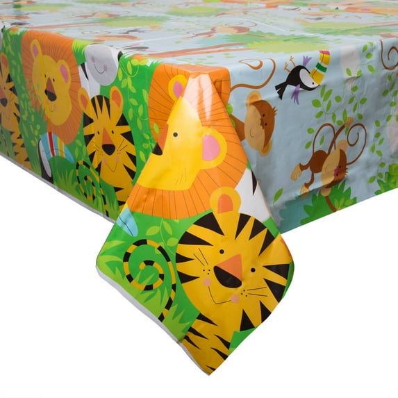 Animal Jungle Plastic Party Tablecloth, 84 x 54in