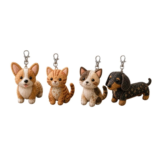 Animal Keychain DIY Craft Kit 7.9" Handmade Stuffed Keyring Making Set Soft Fabric Bag Charm Art Project for Craft Enthusiasts