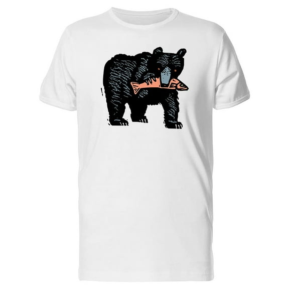 Animal Kingdom Bear And Salmon T-Shirt Men -Image by Shutterstock, Male XX-Large