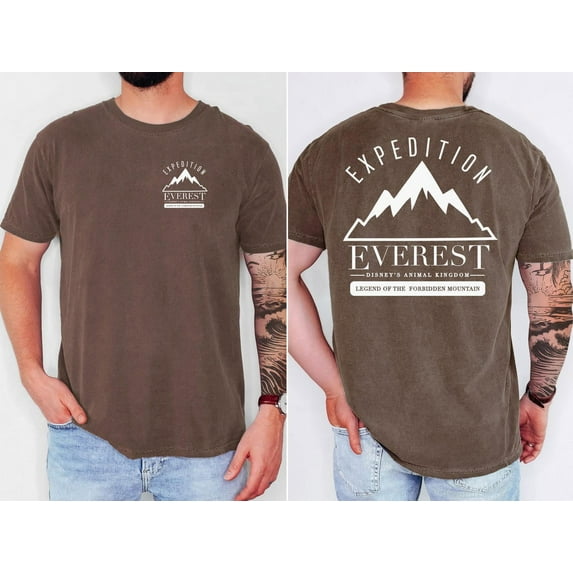 Animal Kingdom Disney 2 Sided Comfort Colors T-shirt, Expedition Everest Shirt, Disneyland,Espresso color,size 2XL