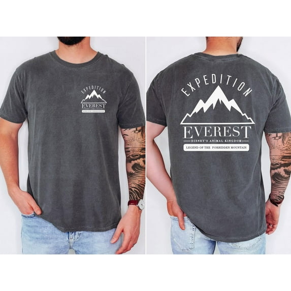 Animal Kingdom Disney 2 Sided Comfort Colors T-shirt, Expedition Everest Shirt, Disneyland,Pepper color,size M