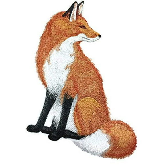 Animal Kingdom[Fluffy Fox] Embroidered Iron on/Sew patch [6.9" x 9.16"]