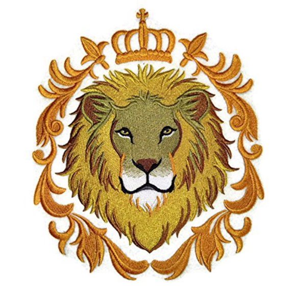Animal Kingdom [Mighty Lion] Embroidered Iron on/Sew patch [6.65" X 7.8"]