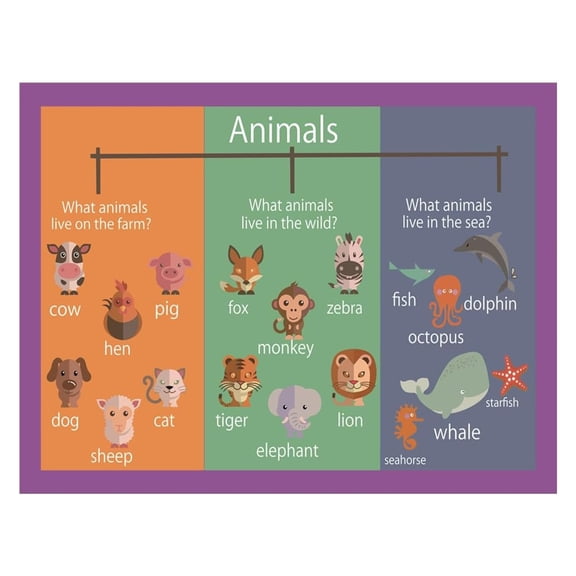 Animal Kingdom Mind Map for Kids - Educational Poster of Animal Groups & Habitats, Science Learning Chart for Preschool Classroom