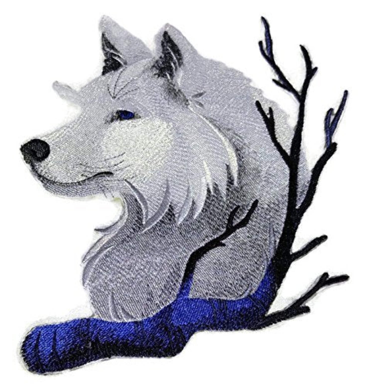 Animal Kingdom [Wintry Wolf ] Embroidered Iron on/Sew Patch [6.5" X 7.8"]