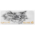 thumbnail image 1 of Animal Kitchen Mat, Ink Sketch Hand Drawn Illustration of Cat Portrait Pattern Art, Plush Decorative Kitchen Mat with Non Slip Backing, 47" X 19", Mustard Black and White, by Ambesonne, 1 of 1