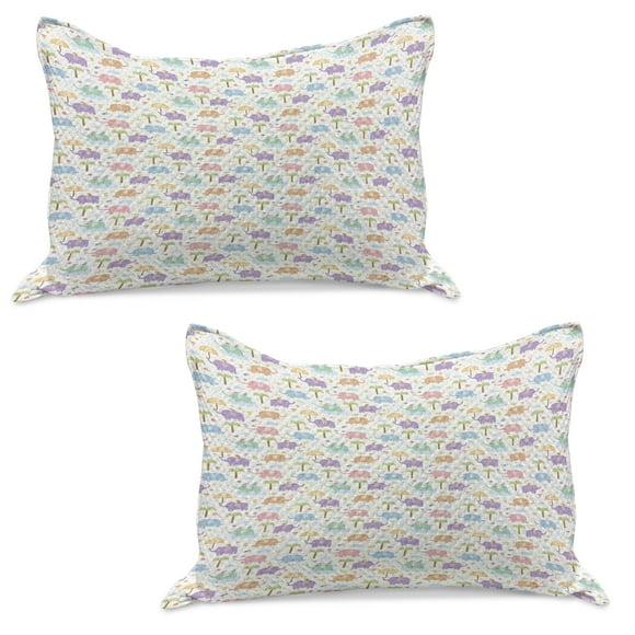 Animal Knitted Quilt Pillowcover Set of 2, Jungle Wildlife Pattern Joyful Animal Characters Woodland Theme, Standard Queen Pillow Sham Bedroom, 30" x 20", Multicolor, by Ambesonne