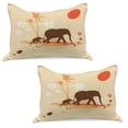 thumbnail image 1 of Animal Knitted Quilt Pillowcover Set of 2, Mother in Tropical Lands Desert Illustration of Savannah Modern Print, Standard Queen Pillow Sham Bedroom, 30" x 20", Orange Brown and Cream, by Ambesonne, 1 of 1