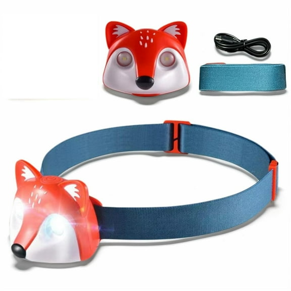 Animal LED Camping Lantern and Headlamp Set for Kids,3 Modes,Cute LED Head Lamp Camping,Lightweight Tent Lamp,Outdoor Equipment Nightlight,Suitable for Running Reading Party Gift (Fox Head)