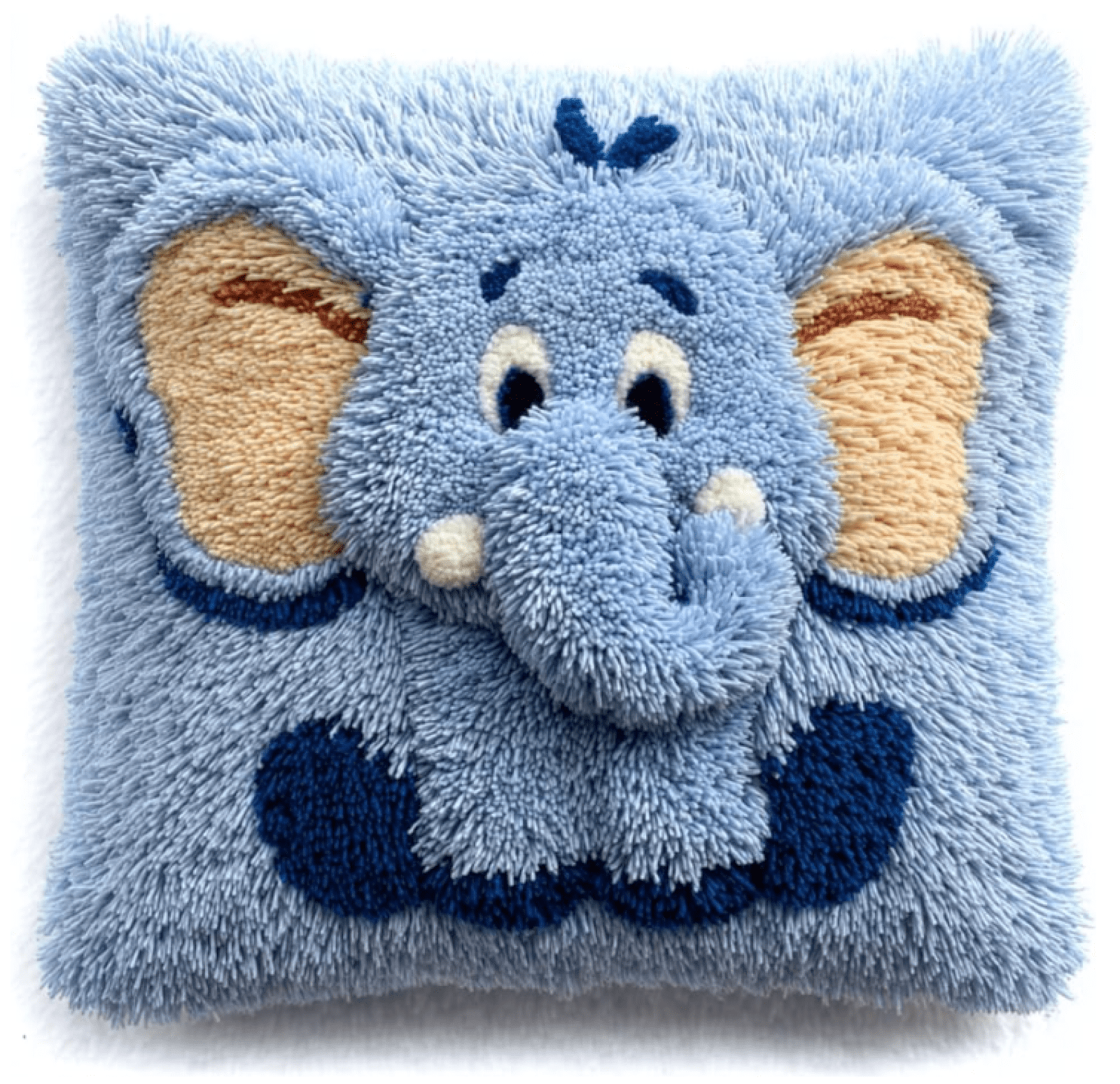 Animal Latch Hook Cushion Kit, Cartoon Elephant Knitting Kits Cushion, 17X17 Inch Rug Making Kit For Starters, Latch Hook Kits For Beginners Adults