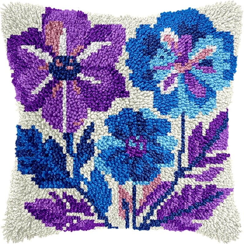 Animal Latch Hook Cushion Kit, Chrysanthemum Knitting Kits Cushion, 43X43Cm/17X17 Inch Rug Making Kit For Starters, Latch Hook Kits For Beginners Adults Or Children