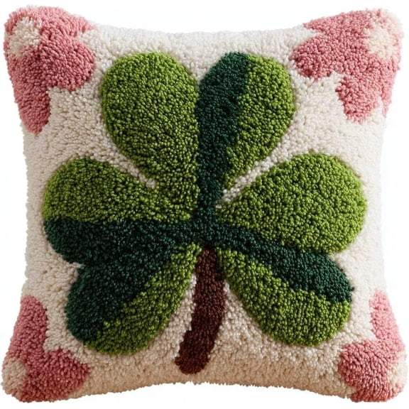Animal Latch Hook Cushion Kit, Four-Leaf Knitting Kits Cushion, 43X43Cm/17X17 Inch Rug Making Kit For Starters, Latch Hook Kits For Beginners Adults Or Children