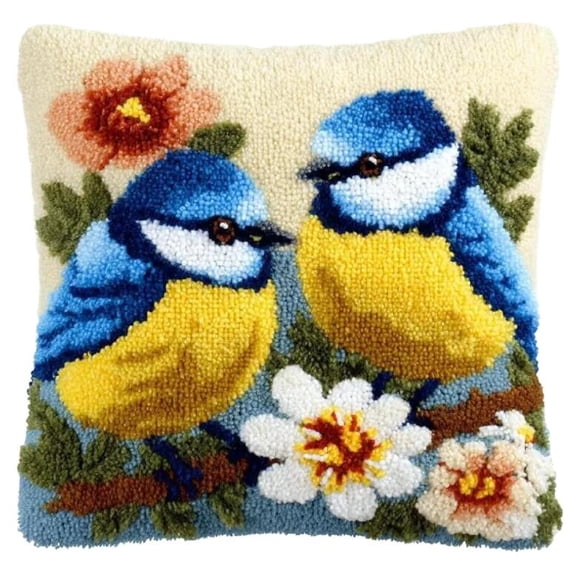 Animal Latch Hook Cushion Kit, Hummingbird Knitting Kits Cushion, 43X43Cm/17X17 Inch Rug Making Kit For Starters, Latch Hook Kits For Beginners Adults Or Children