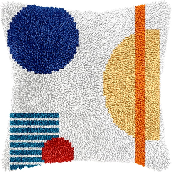 Animal Latch Hook Kit Cushion For Adults,Geometric Patterns 17X17Inch,Diy Pre-Printed Craft Latch Hook Rug Kits Cross-Stitch Embroidery Pillow Cover Kit For Christmas/S Home Sofa Decoration