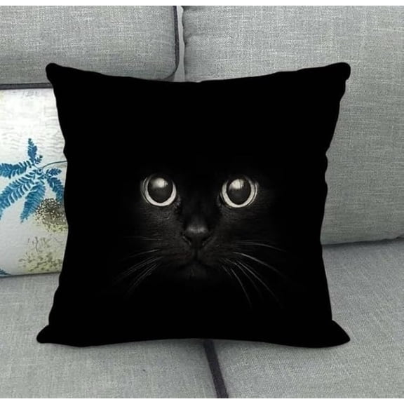 Latch Hook Kits For Diy Throw Pillow Cover, Animal Black Cat Colorful Handmade Pillow Case Cross-Stitch Embroidery Cushion For Home Decoration, Festival 17X17Inch