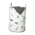 thumbnail image 1 of Animal Laundry Bag, African Jungle Related Isolated Pattern of Adult Zebra Giraffe and Their Cubs, Basket with Handles Drawstring Closure for Laundromats, 13" x 19", Grey and White, by Ambesonne, 1 of 4