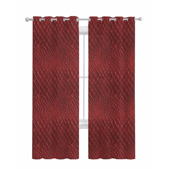 Animal Leather Pattern Sheer Curtains 84 Inch Length 2 Panels Set for Living Room/Bedroom, Vintage Minimalist Animal Print Red Kitchen Curtains Grommet Semi-Sheer Curtains Window Treatments 42"x84"x2